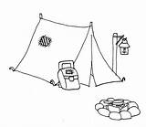 Tent Camping Campfire Scouts Designlooter Getcolorings sketch template