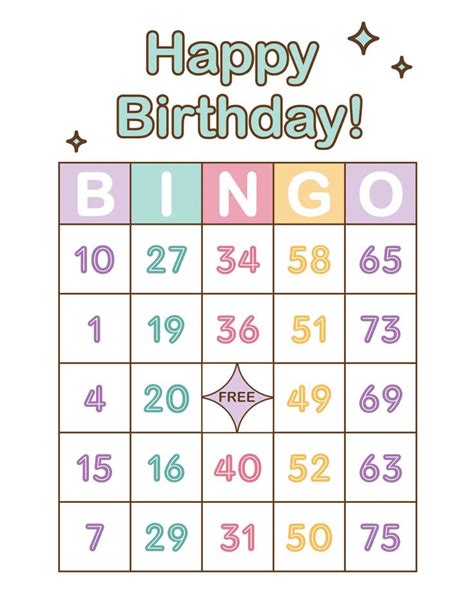 birthday bingo cards     page instant printable