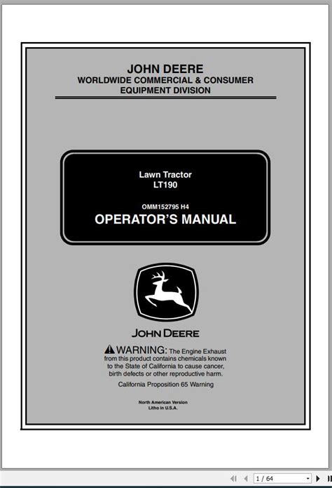 john deere lt sn  operator manual omm