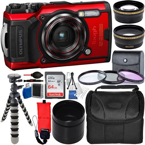 olympus tough tg  digital camera red vru  deluxe accessory bundle