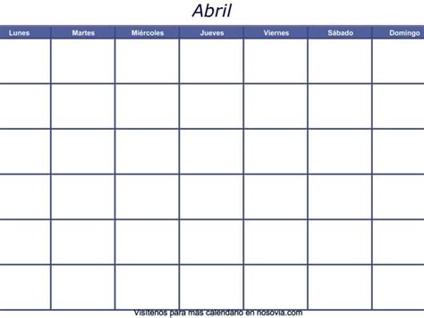 calendario planificador mensual abril  en blanco gratis nosoviacom
