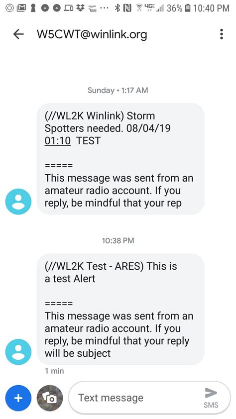 rusk county amateur radio club send text message via winlink