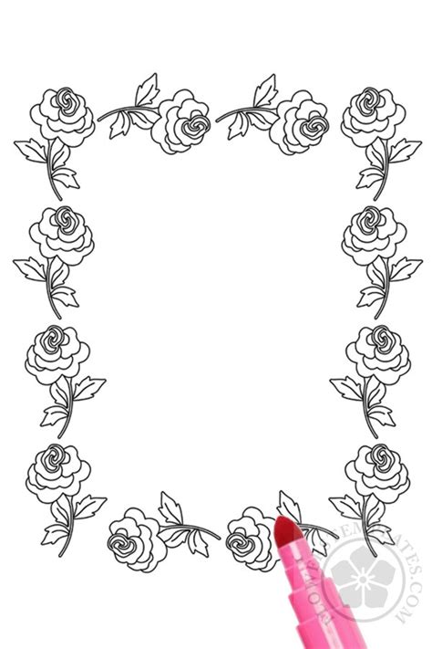 frame  rose coloring page flowers templates