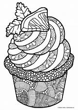 Coloring Cupcake Pages Food Adult Vuxna Zentangle Målarbild Mandala För Adults Ut Och Skriva Bilder Mandalas Färglägga Drinks Cupcakes Doodle sketch template