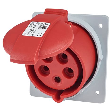 abb   pin panel mounted socket pne ip red electricaldirect