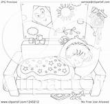 Napping Boy Clipart Couch Illustration Royalty Vector Bannykh Alex sketch template