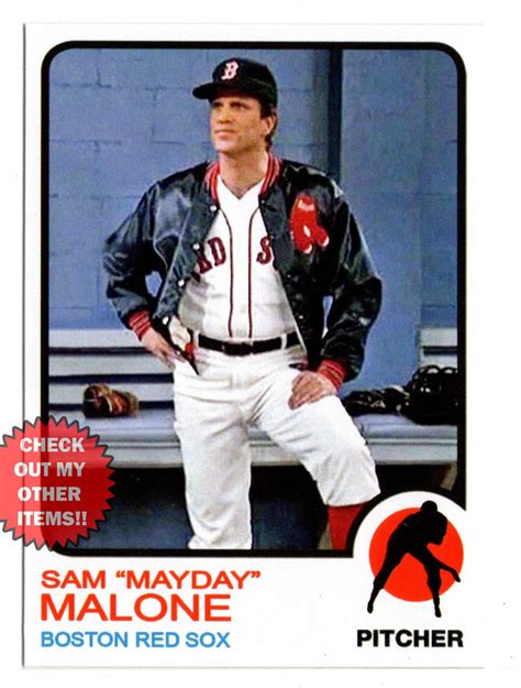 sam malone mayday custom baseball card ted danson cheers boston red sox etsy