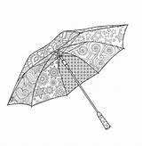 Umbrella Parapluie Zentangle Coloration Manuel Adultes Isolement Ouvert Croquis sketch template