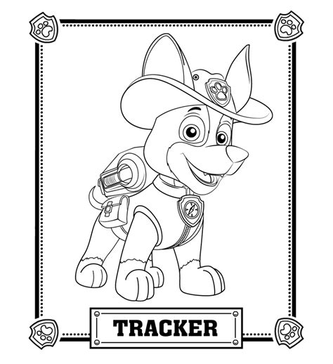 paw patrol tracker coloring pages patrulha canina  colorir