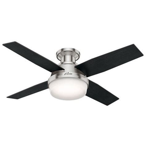 hunter  dempsey  profile  light brushed nickel ceiling fan  light  handheld