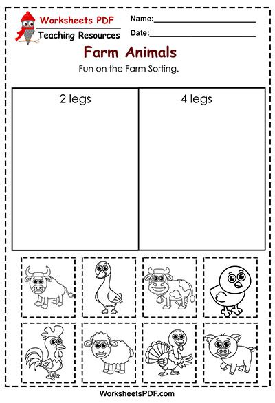 fun   farm sorting worksheets