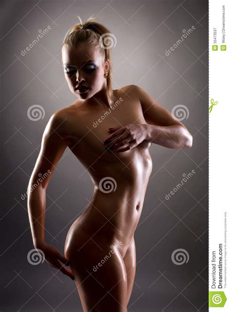 Image Of Sensual Naked Woman With Wet Perfect Body Stock