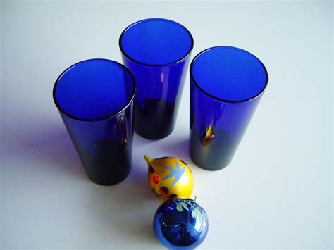 Cobalt Blue Glasses Tumblers Drinking Glass Libbey Set Of Etsy