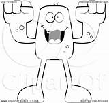 Blocky Fists Monster Coloring Clipart Cory Thoman Cartoon Outlined Vector Royalty sketch template