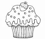 Cupcake Coloring Pages Cake Cute Drawing Muffin Cartoon Color Cup Cupcakes Chocolate Printable Food Baked Sheets Strawberry Print Kids Canned sketch template