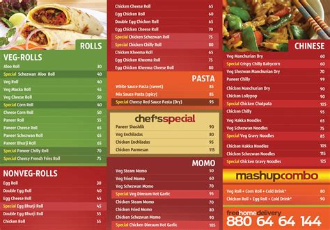 fast food menu food ideas