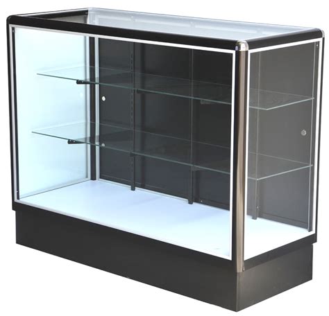 Glass Showcase With Black Aluminum Frame Full Vision 48 X 38 X20 Inc