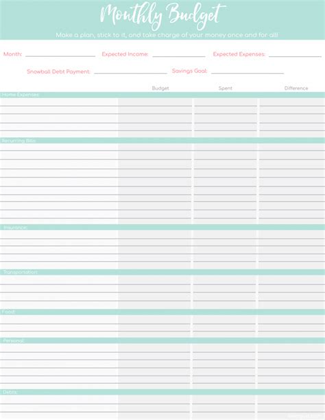printable budget worksheets   templates  beginners budgeting