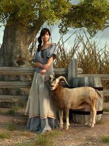 the farmer girl and goat farmer girl western artwork
