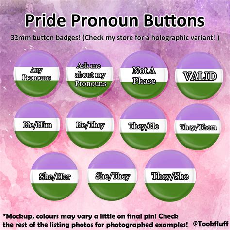 pride flag and pronouns 32mm butttons lgbt lesbian gay etsy