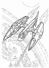 Coloring Space Wars Fighter Pages Spaceship Futuristic Color Colorkid sketch template