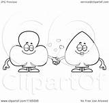 Spade Mascots Holding Suit Hands Club Card Clipart Cartoon Cory Thoman Outlined Coloring Vector sketch template