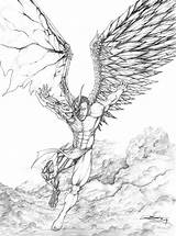 Angel Drawing Coloring Tattoo Angels Dark Drawings Pages Sketch Wings Demon Demons Male Fallen Sketches Designs Men Devil Vs Evil sketch template