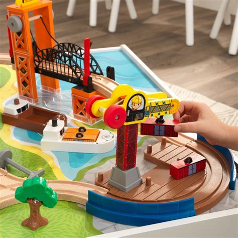 kidkraft  railway express kid toddler wooden  piece toy train set table  ebay