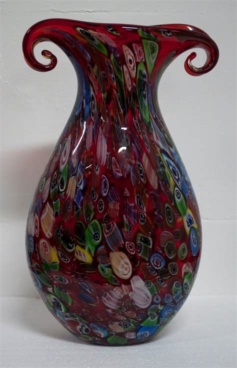 Vintage Italian Multicolored Murano Glass Vase From Fratelli Toso