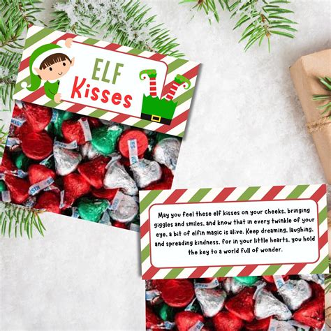 elf kisses treat bag christmas toppers printable christmas gift tags