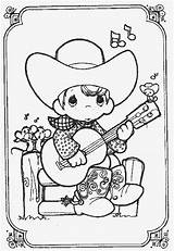 Precious Moments Coloring Boy Guitar Playing Pages Printable Cowboy Kids Activity Gif sketch template