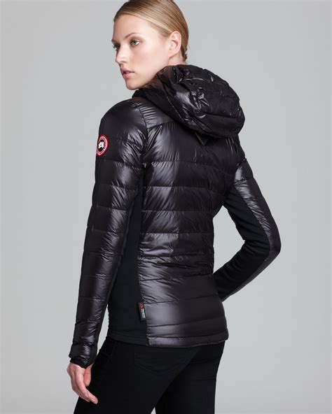 canada goose hybridge light hooded jacket in black lyst