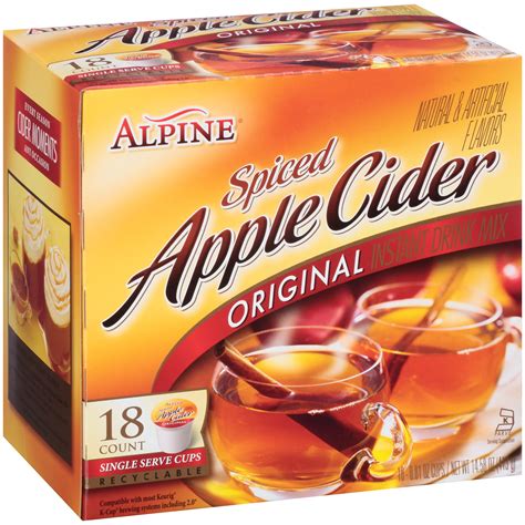 Alpine Drink Mix Spiced Apple Cider 81 Oz 18 Packets Serve Cups