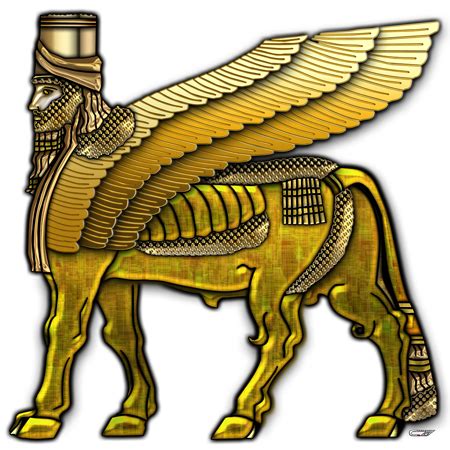 sacred symbols  ancient assyrian winged bull