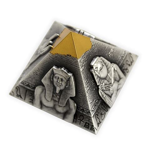 stribrna pozlacena mince  oz rachefova pyramida  antique standard zlataky
