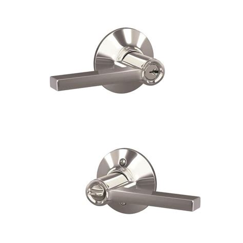 schlage  latitude bright chrome universal keyed entry door handle   door handles