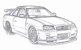 Nissan Skyline R34 Draw Deviantart Source sketch template