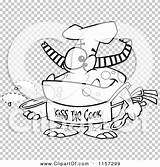 Apron Wearing Cartoon Chef Cook Kiss Monster Outlined Coloring Clipart Vector Ron Leishman sketch template