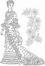 Coloring Pages Victorian Adult Dover Fashion Publications Doverpublications Gowns Detailed Welcome Book sketch template