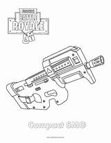 Fortnite Coloring Pages Weapons Smg sketch template