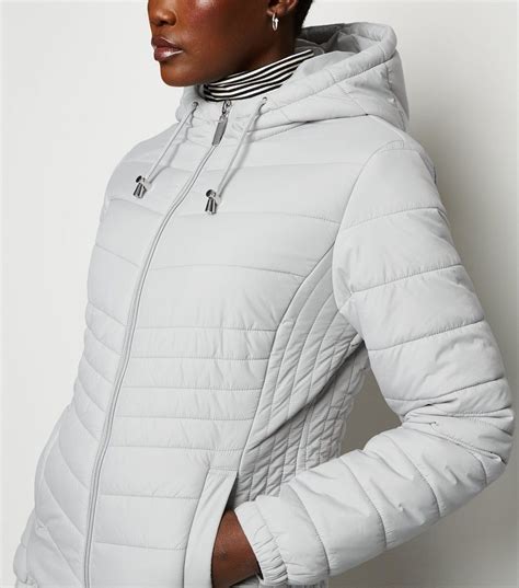 womens pale grey lightweight hooded puffer jacket aa sourcing