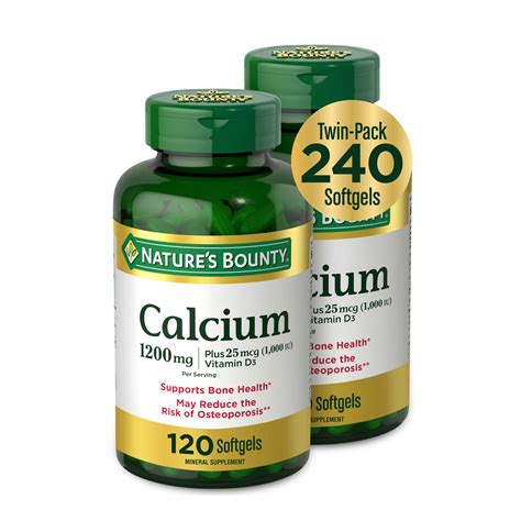 nature s bounty calcium supplement 1000 iu vitamin d3 120 ct 2 pack
