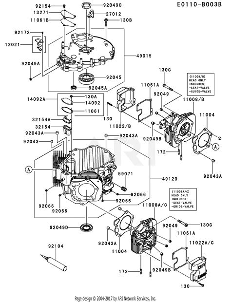 kawasaki fxv bs  stroke engine fxv parts diagram  cylindercrankcase