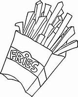 Coloring Fries French Printable Line Drawing Food Pages sketch template