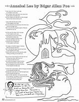 Coloring Lee Poems Annabel Poe Edgar Allan Pages Printable Poetry Poem Kids Tweetspeakpoetry Allen Heart sketch template