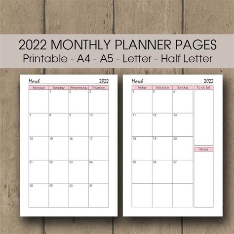 monthly calender printable customize  print