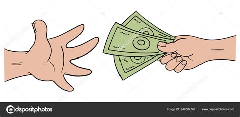cartoon hands exchanging money isolated white background stock vector