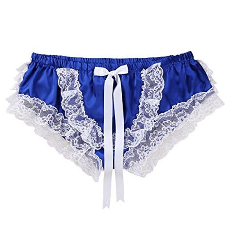 sissy husband panties silky shiny satin ruffled lace men s maid thong