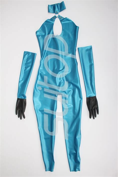 new arrived sexy latex catsuit gloves in jumpsuits from women s