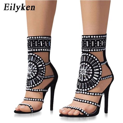 Eilyken Rhinestone Gladiator Crystal Women Sandals Sexy Women Thin